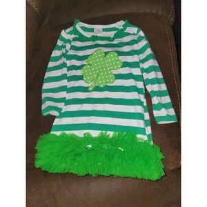 Boutique st Patrick's day 4 leaf clover green dress size medium 4t